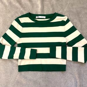 Green and white striped shirt from Zara size medium in good condition<3
